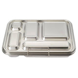 nestling bento lunch box stainless steel with 5 compartments, shown closed