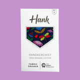 hank meadow design organic hankerchief in paper packaging