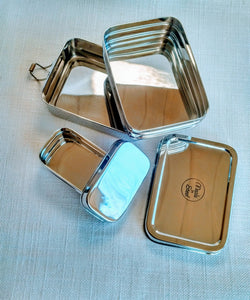 Stainless Steel Twin Layer Rectangular Lunchbox med