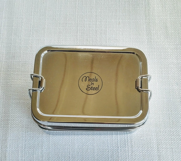 Stainless Steel Twin Layer Rectangular Lunch Box Lrg