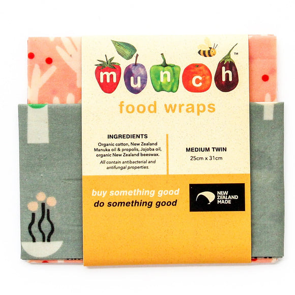 Munch Organic VEGAN Food wraps - twin pack small